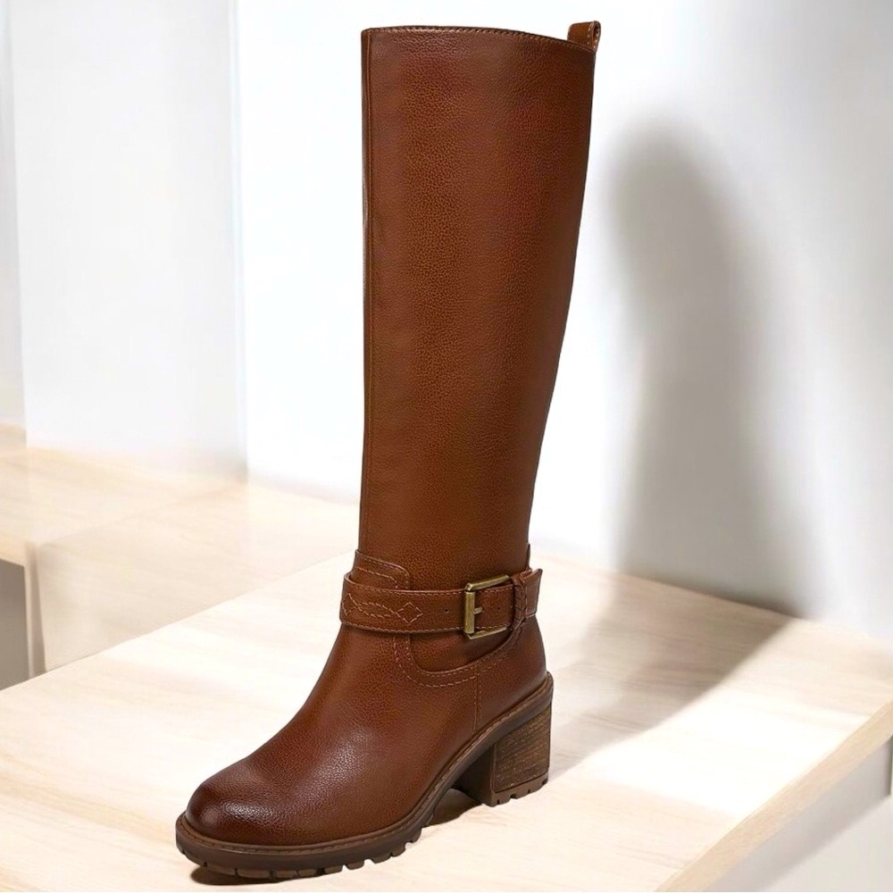 🔥 NWT Zodiac Georgia Faux Leather Riding Knee-High Boots Cognac Brown